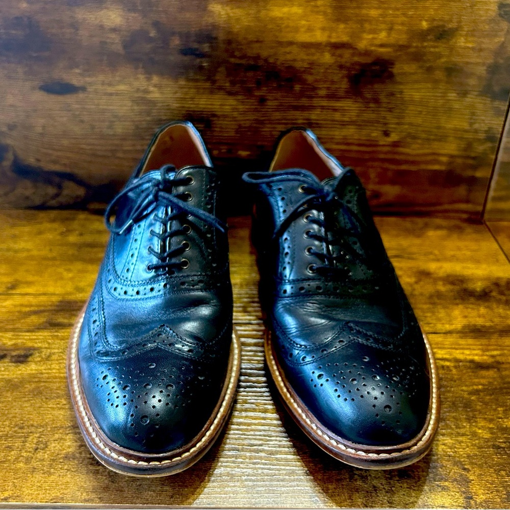 Aston Grey Black Leather “Boyle” Wingtips Size 8